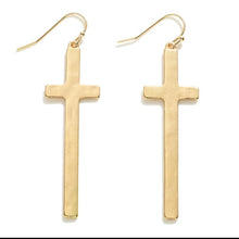 Load image into Gallery viewer, Hammered Metal Cross Earrings
