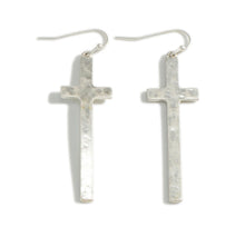 Load image into Gallery viewer, Hammered Metal Cross Earrings
